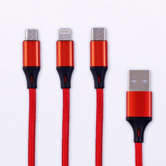 USB-Ladekabel 3-in-1 Rot