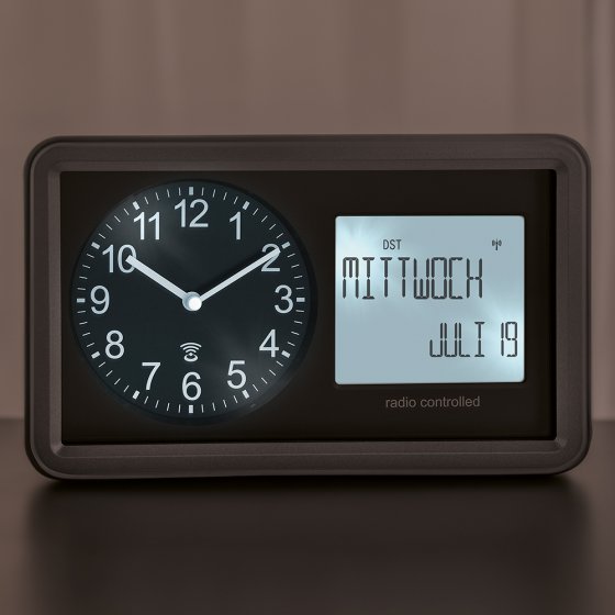Horloge analogique radiopilotée avec calendrier 