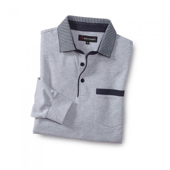 Pique-Langarmshirt, SET 3XL | Marine#Grau-meliert