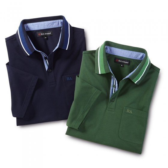 Pique-Shirt m.Kontrasten,grün XXL | Grün
