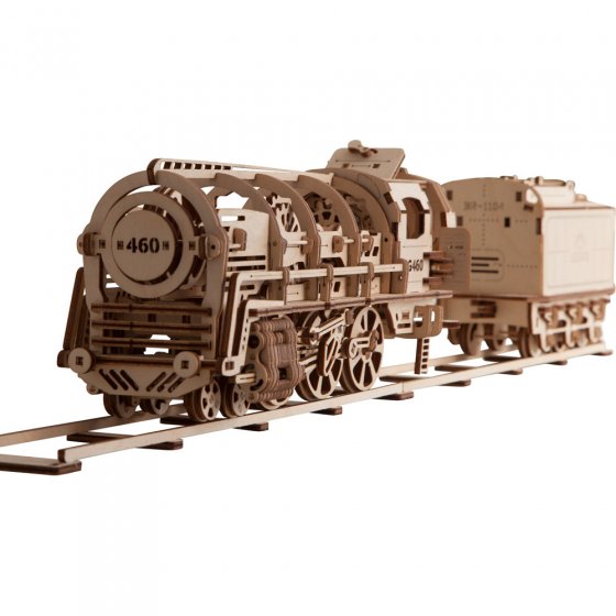 Maquette puzzle 3D mécanique bois / Locomotive 460 vapeur tender